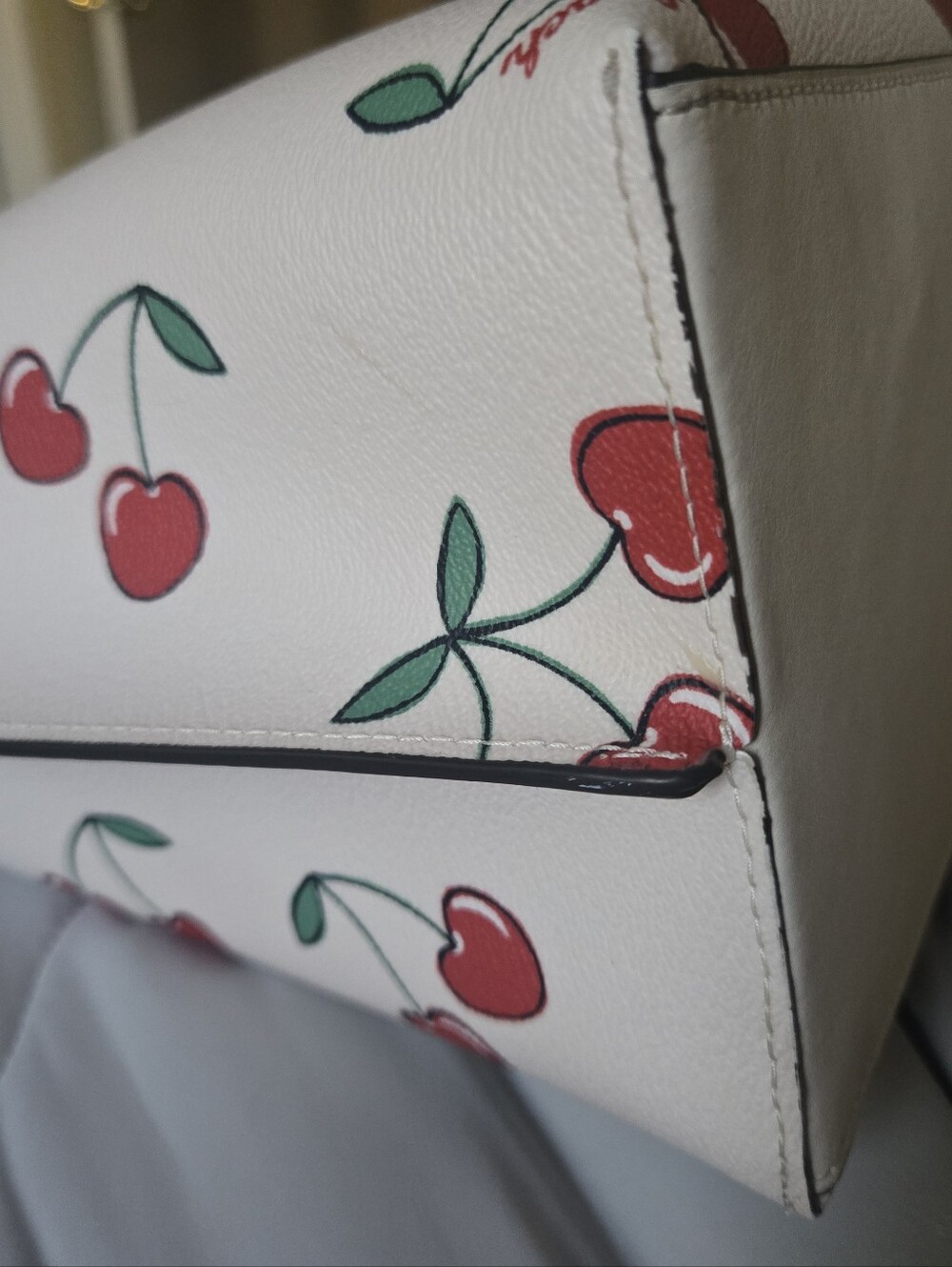 Coach Cherry Print Leather Tote - White - Picture 7 of 7
